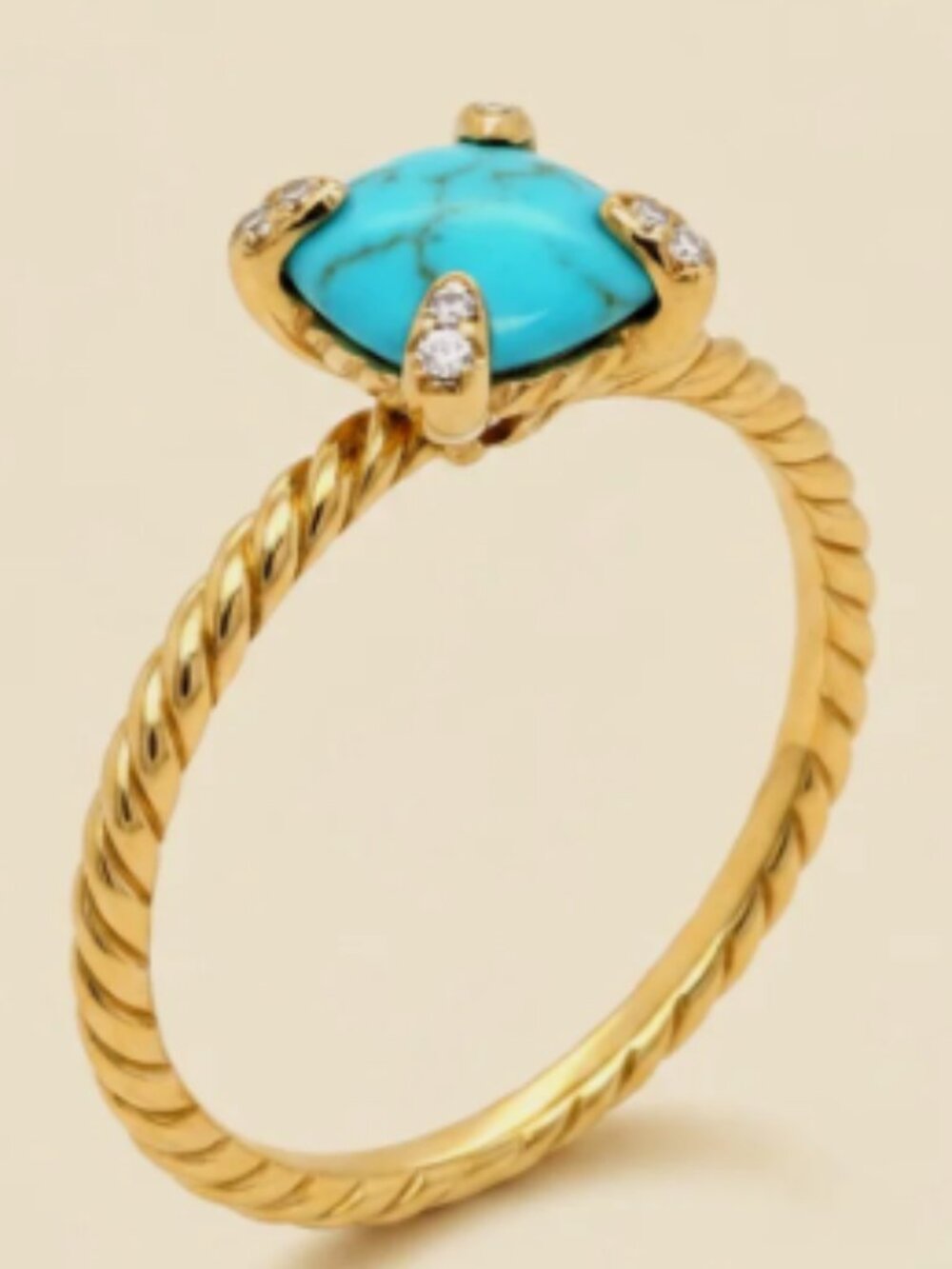 18K David YURMAN Turquoise Ring in Yellow Gold Gorgeous - Picture 3 of 6